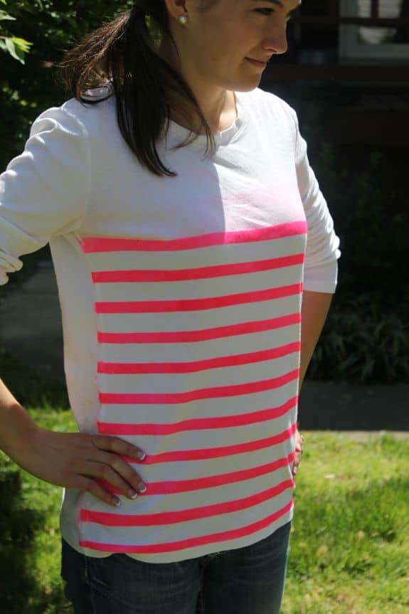 how to DIY a neon striped shirt