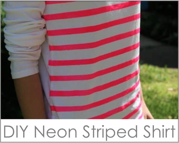 DIY neon striped shirt