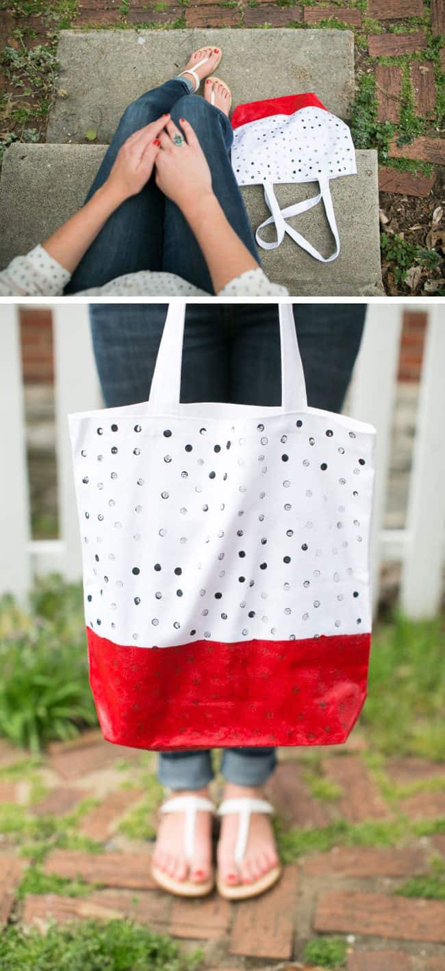 polka dot tote bag