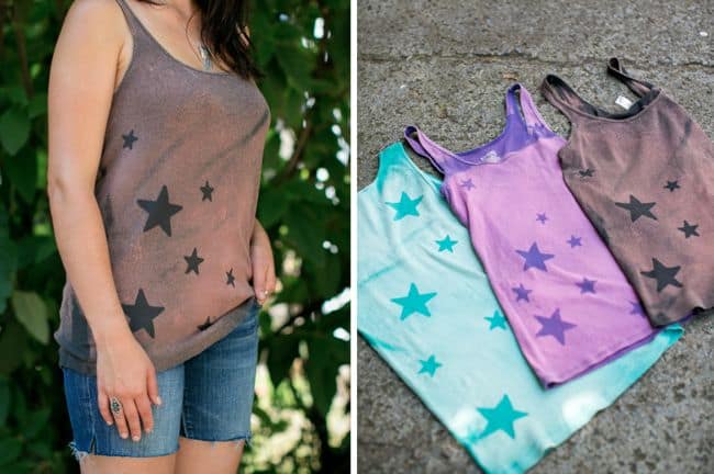 DIY Bleach Star Tank Tops | Hello Glow