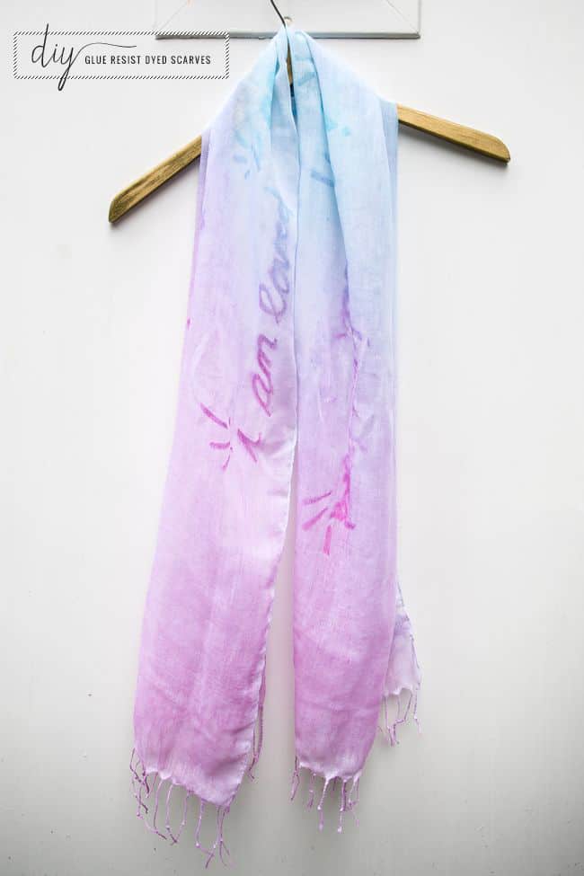 Glue resist dyed scarves - Hello Glow