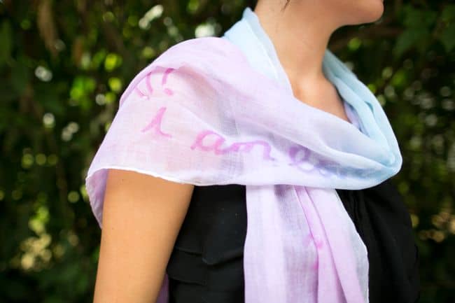 Glue resist dyed scarf