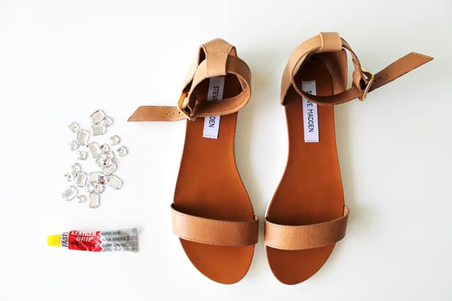 DIY Crystal Embellished Sandals | HelloGlow.co