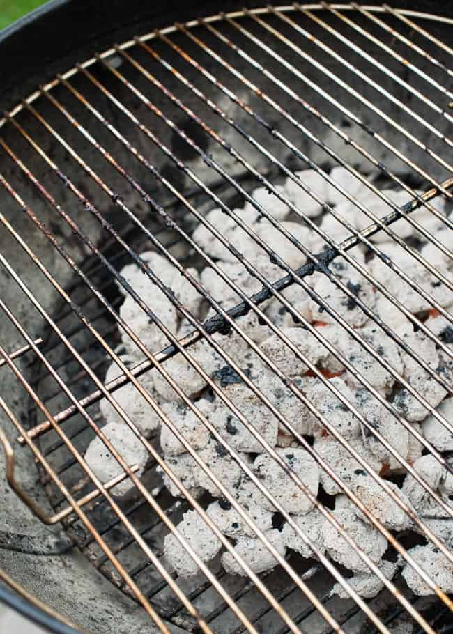 cleaning a grill - cooked on food