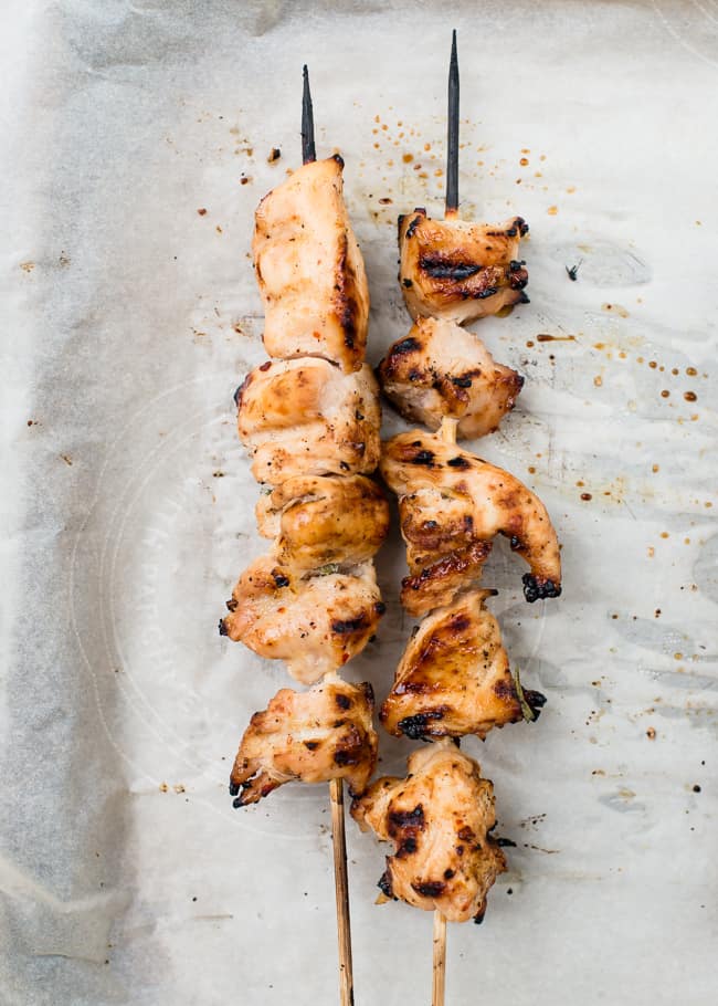 Grilled chicken kabob with Balsamic Thyme Marinade