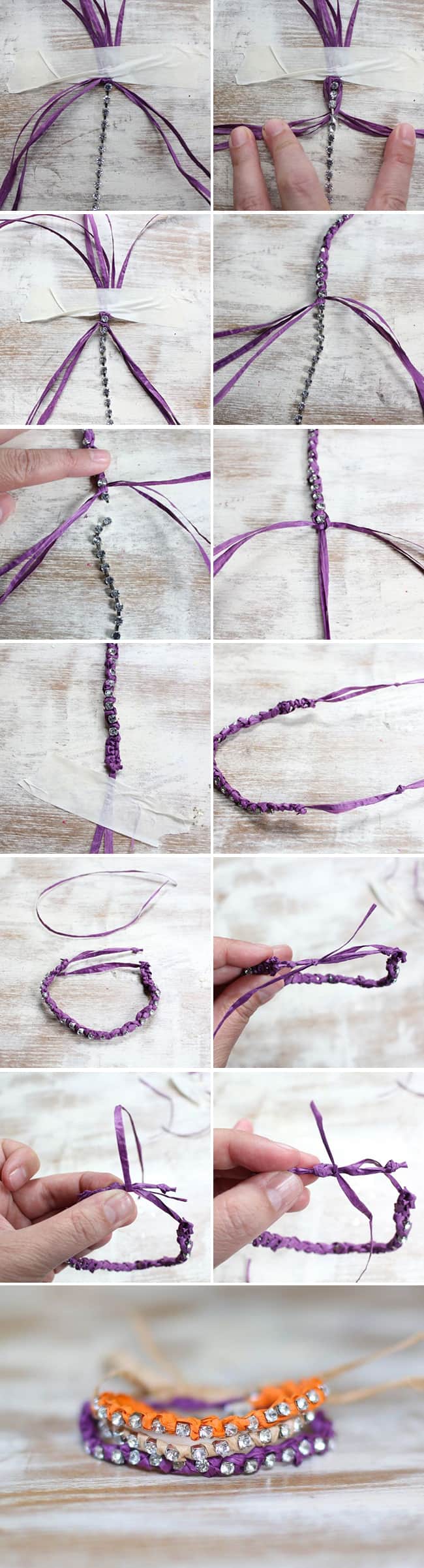 Tory Burch-Inspired Raffia Rhinestone DIY Bracelet