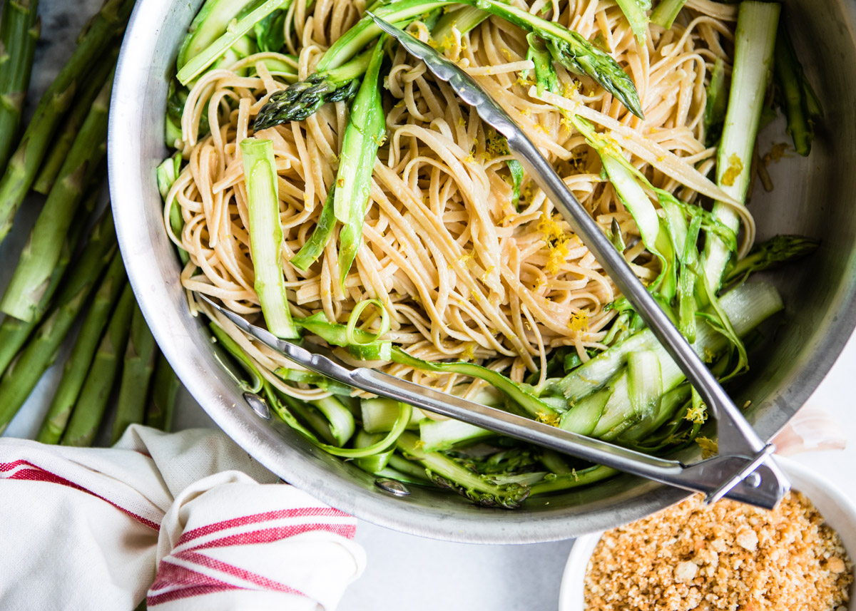 Lemony Shaved Asparagus Linguine + How to Get More Protein Into Your Pasta Dinners 