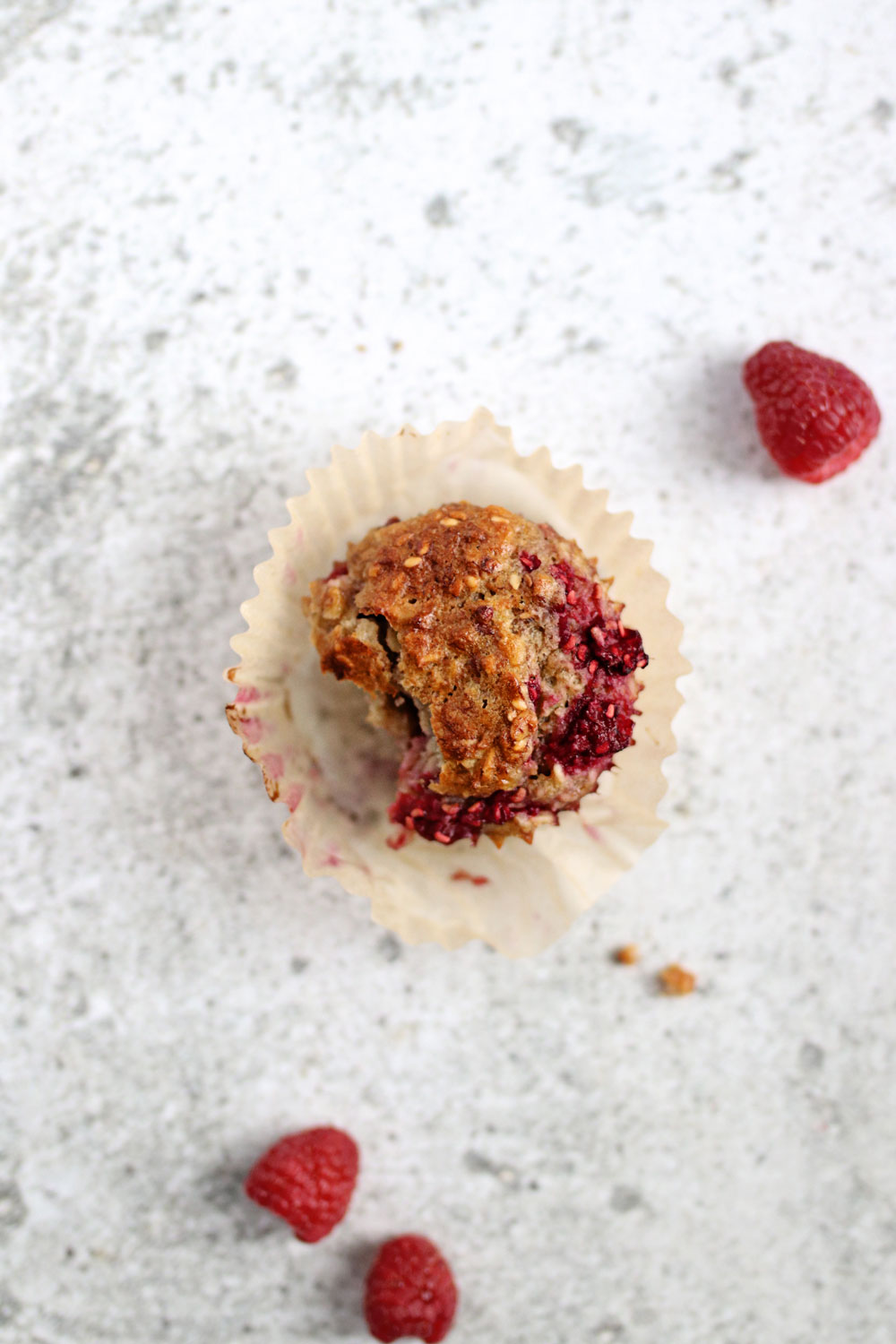 Honey-Sweetened Raspberry Banana Oat Hemp Muffins