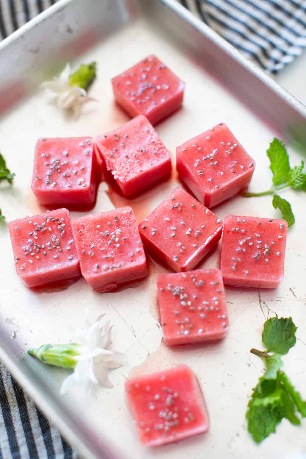 Cucumber Gin and Tonic with Watermelon Ice Cubes