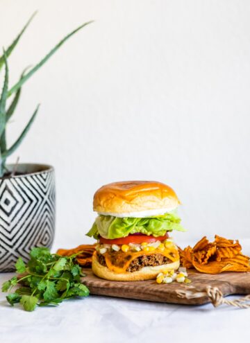 Black Bean Chipotle Veggie Burger with Summer Corn Relish | HelloVeggie.co