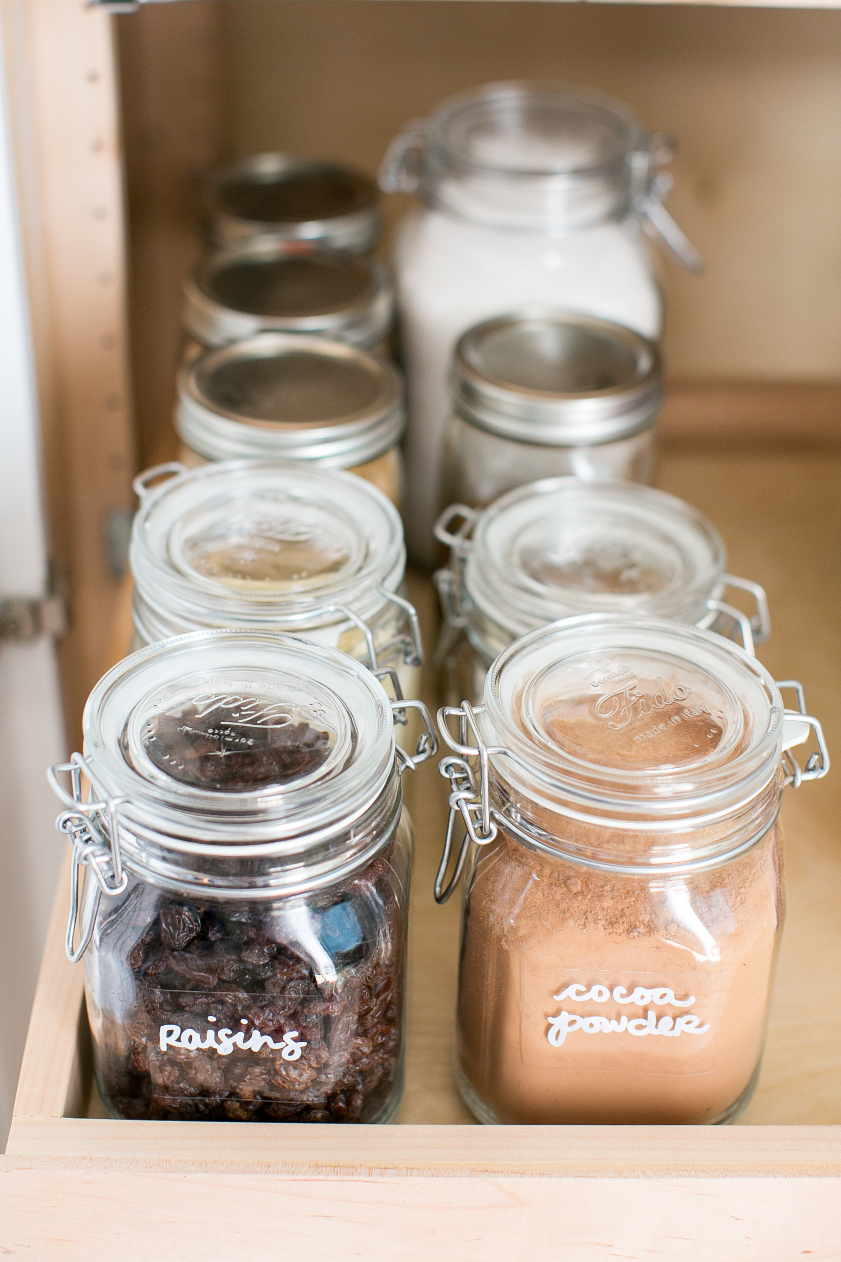 Glass jars in pantry