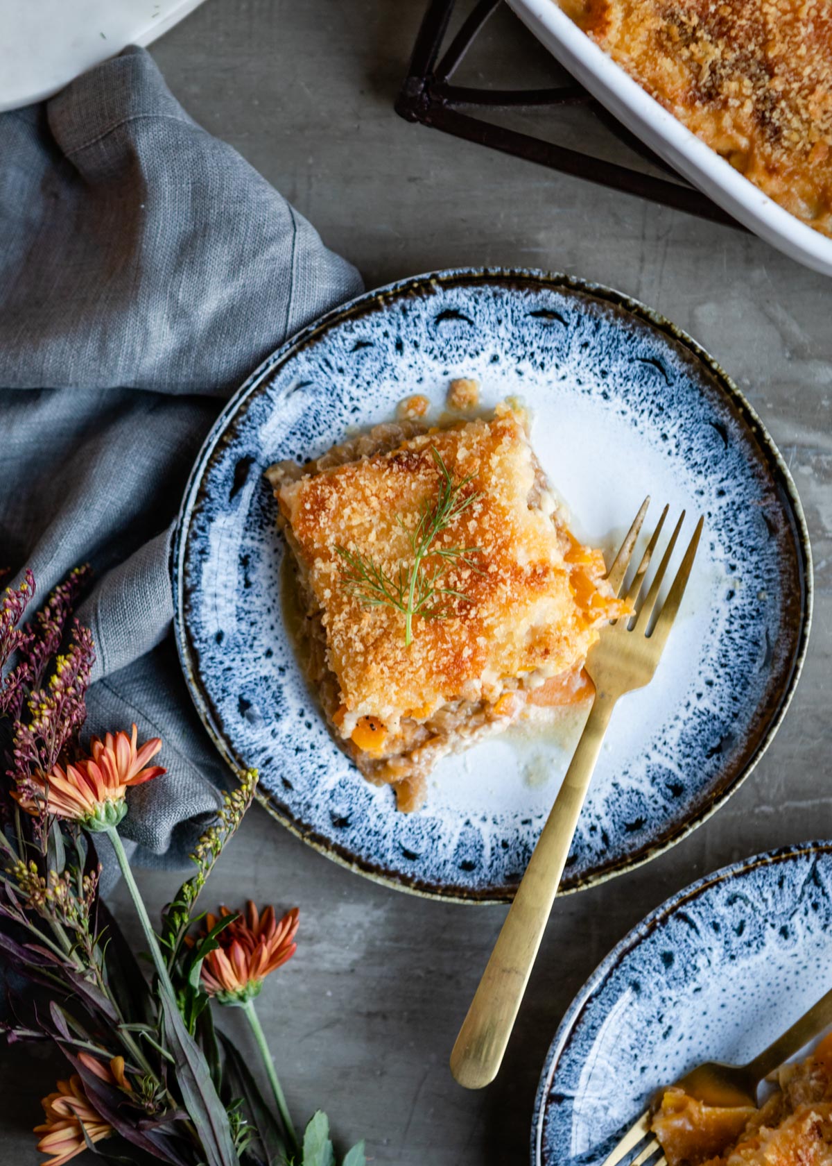 Butternut Squash Gratin with Caramelized Fennel and Gruyere