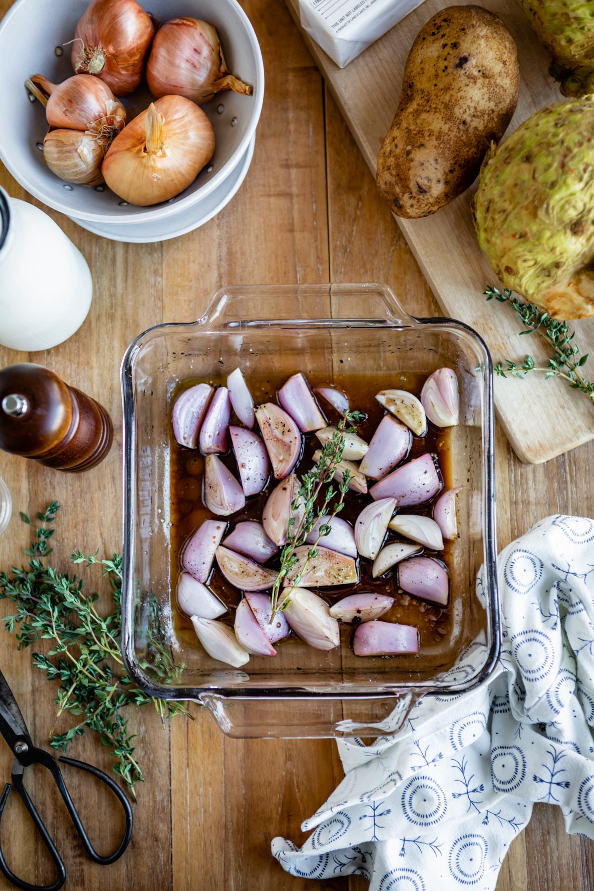 Celeriac Puree with Balsamic Roasted Shallots