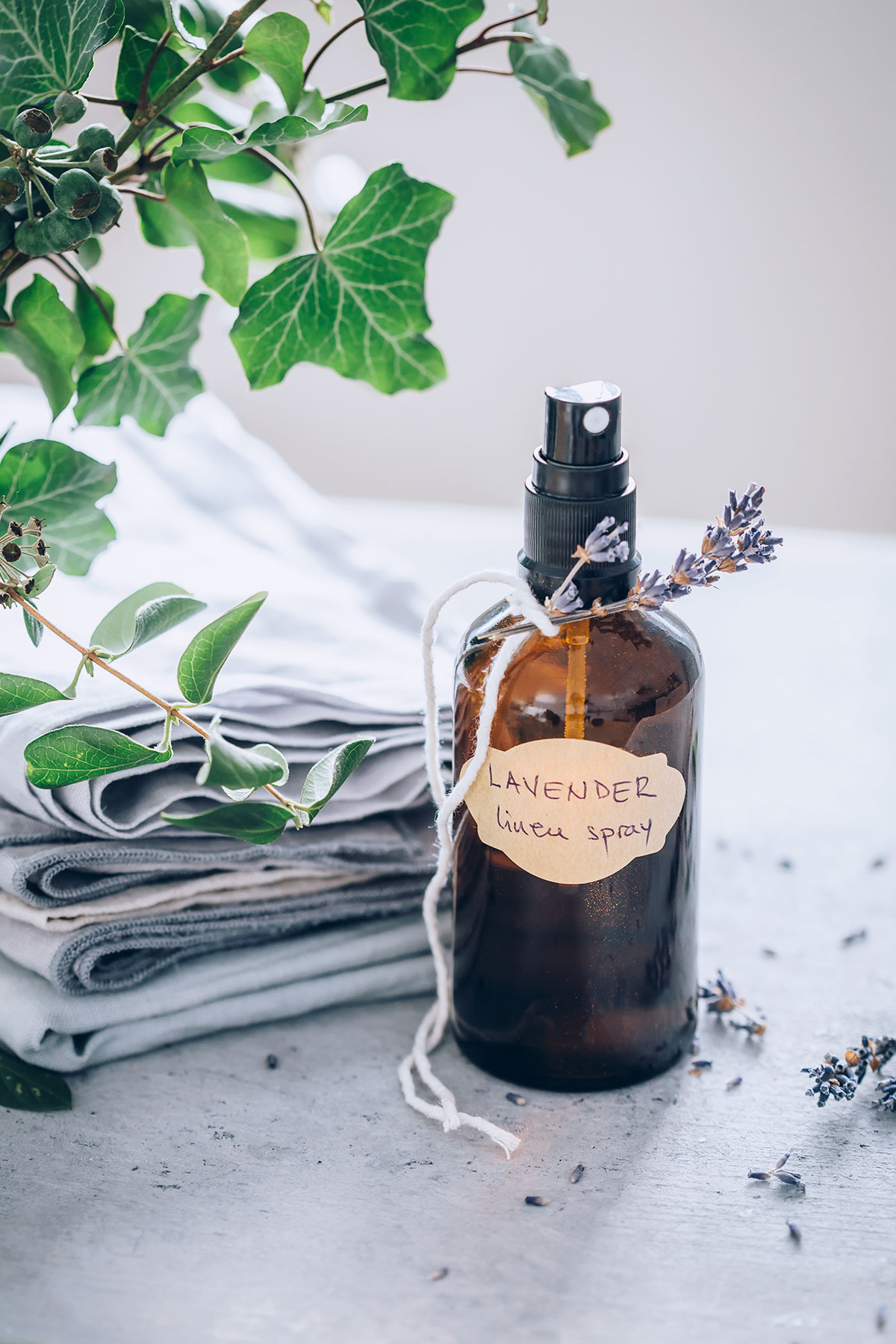 DIY linen spray with lavender essential oil