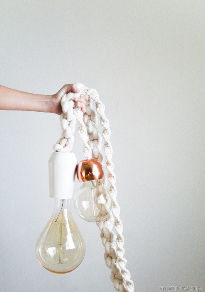 Giant Macramé Rope Lights from Vintage Revivals | 8 Modern DIY Macrame Projects