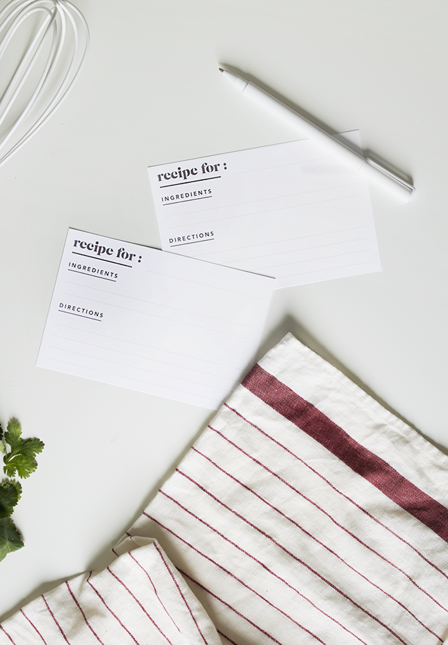  Printable Minimal Recipe Cards from Almost Makes Perfect | 15 Free Organization Printables