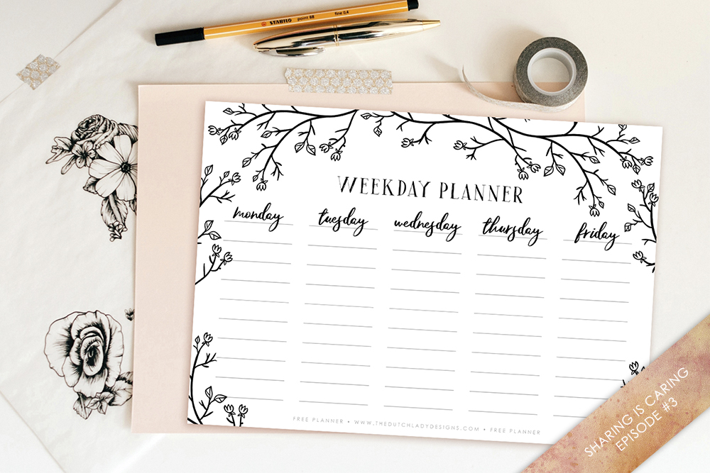 Free Printable Weekday Planner from The Dutch Lady Designs | 15 Free Organization Printables