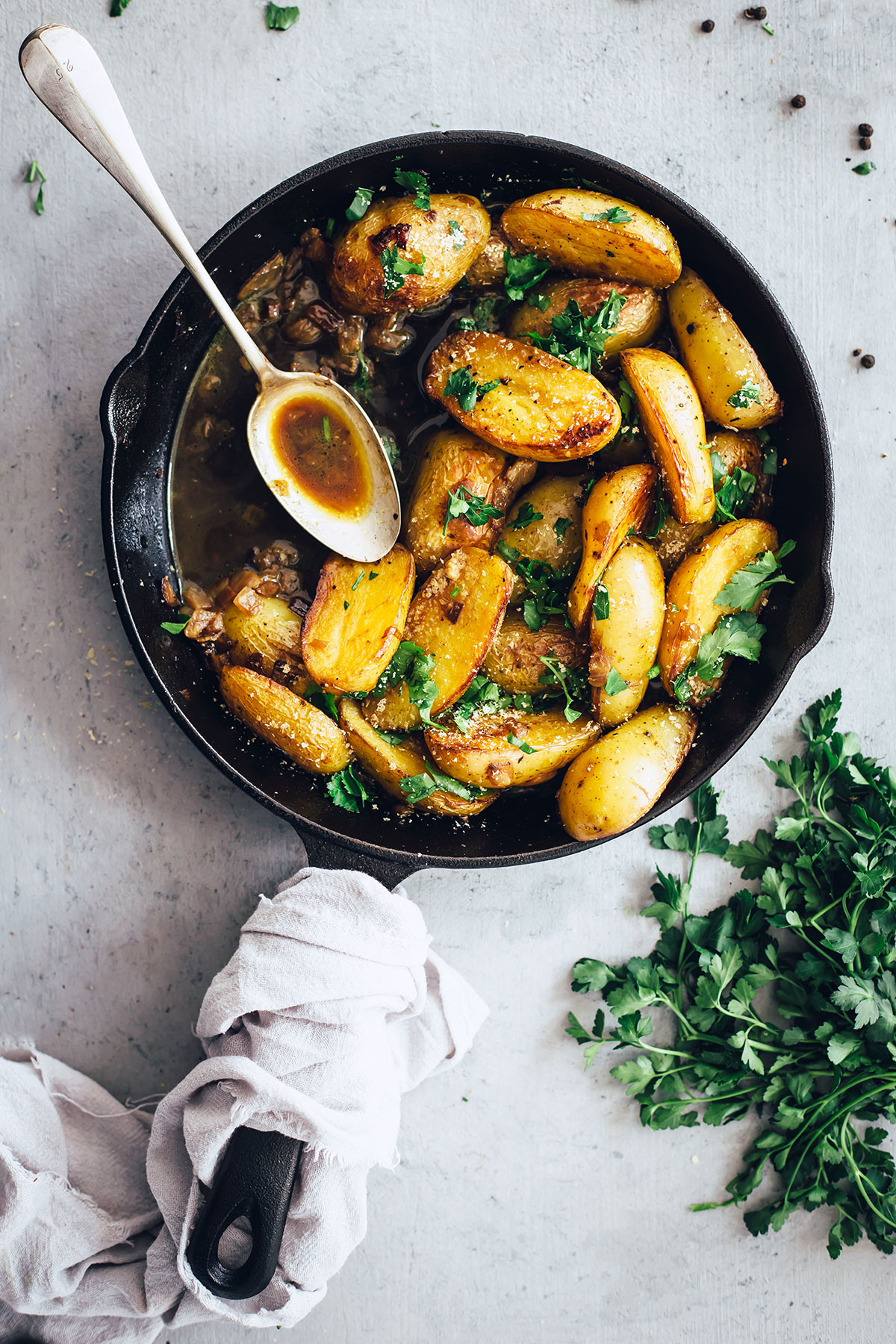 Braised Fingerling Potatoes with Fresh Herbs