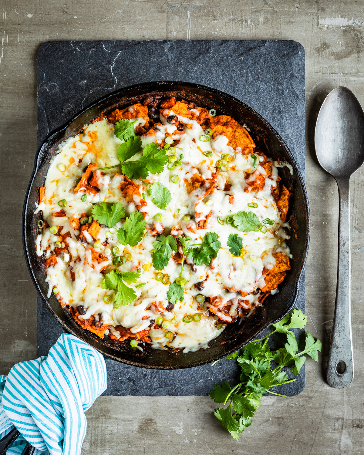One-Pan Vegetarian Enchilada Skillet with Sweet Potatoes and Black Beans