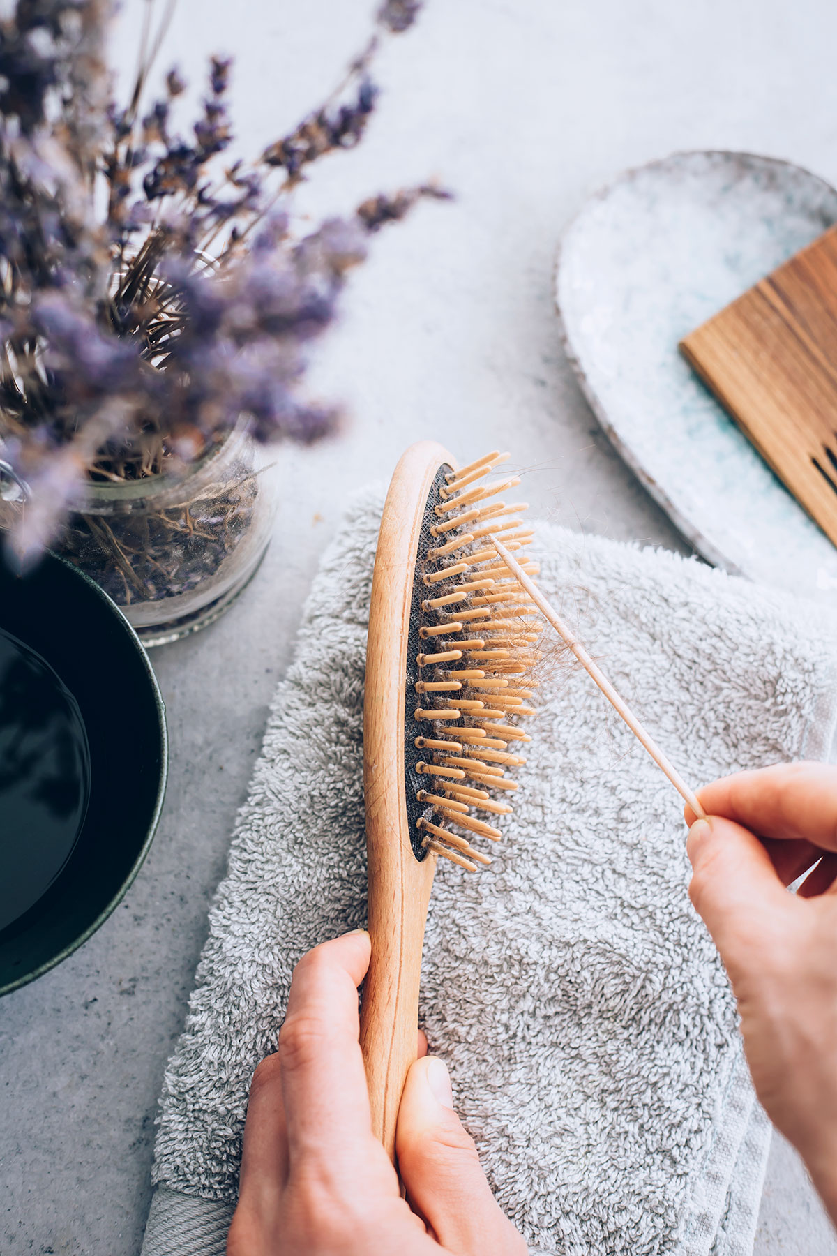 cleaning a brush