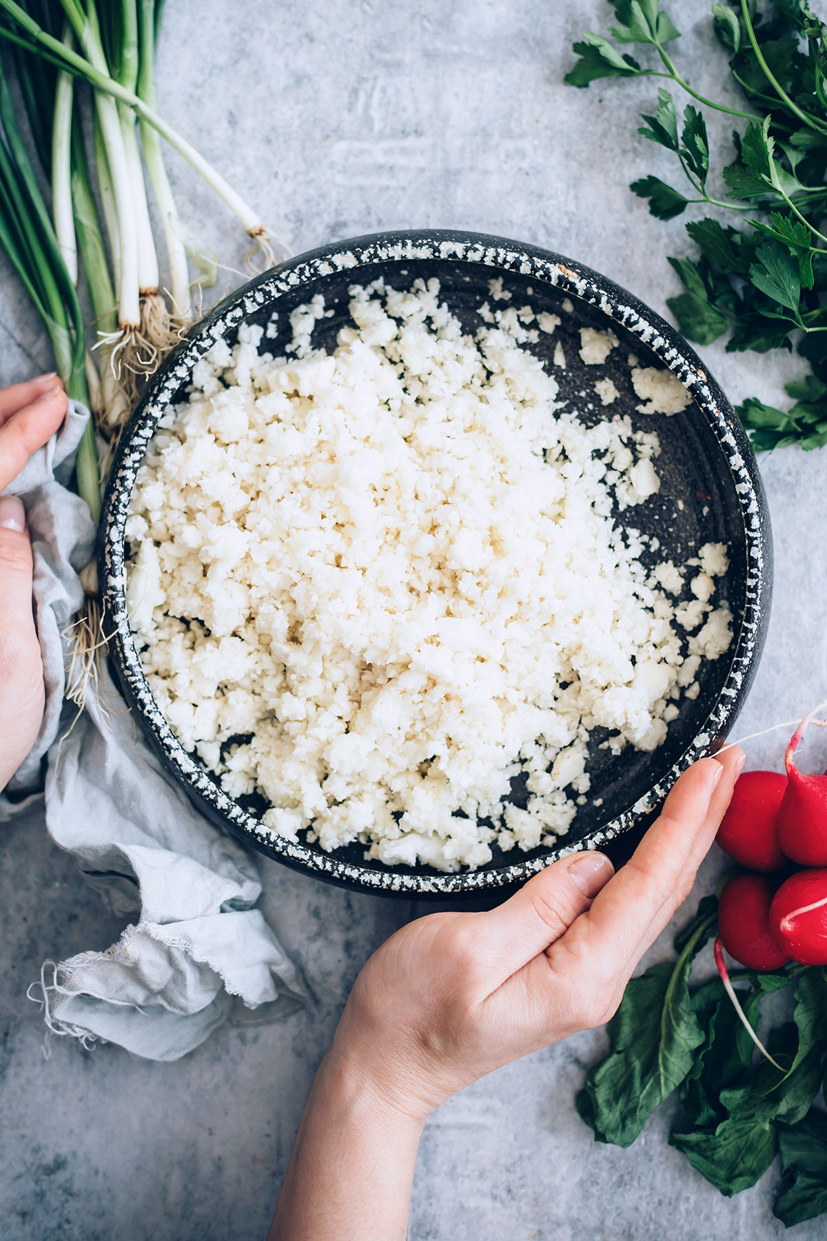 Spring Greens Cauliflower Rice Bowl | Hello Nest