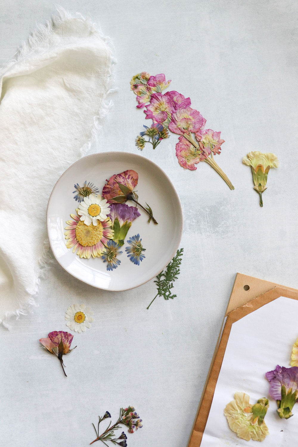 Pressing dried flowers