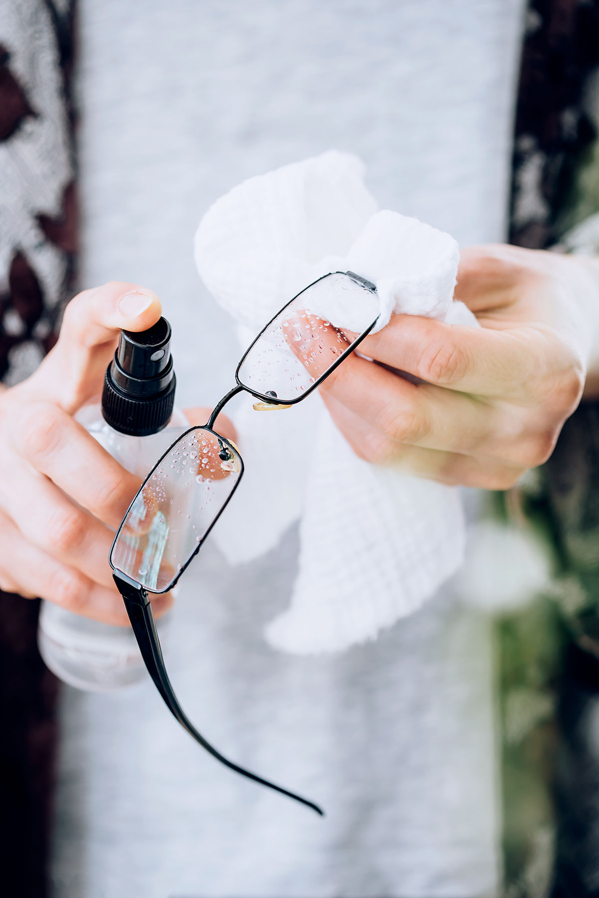 Cleaning glasses with homemade eyeglass cleaner