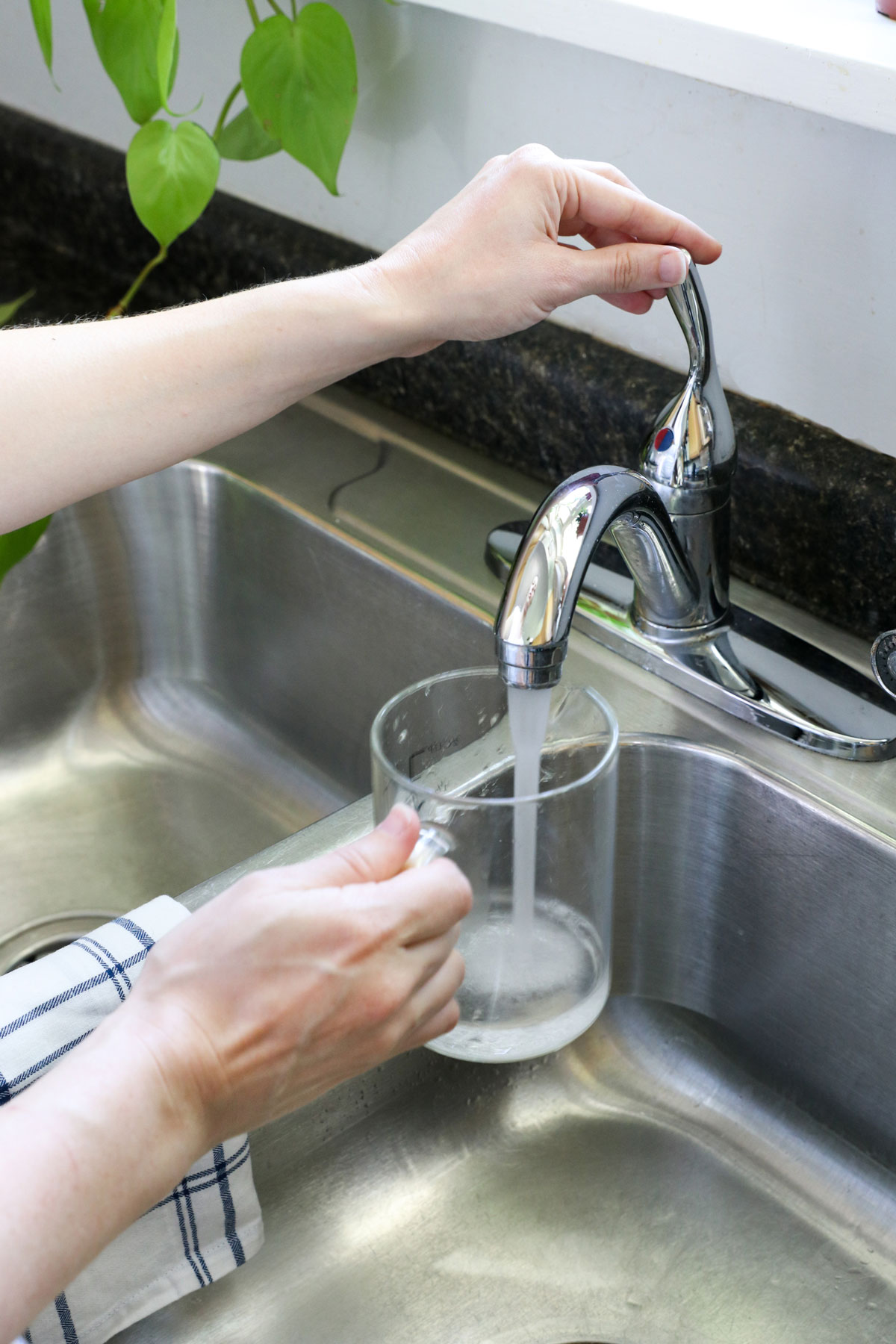 water for cleaning the microwave