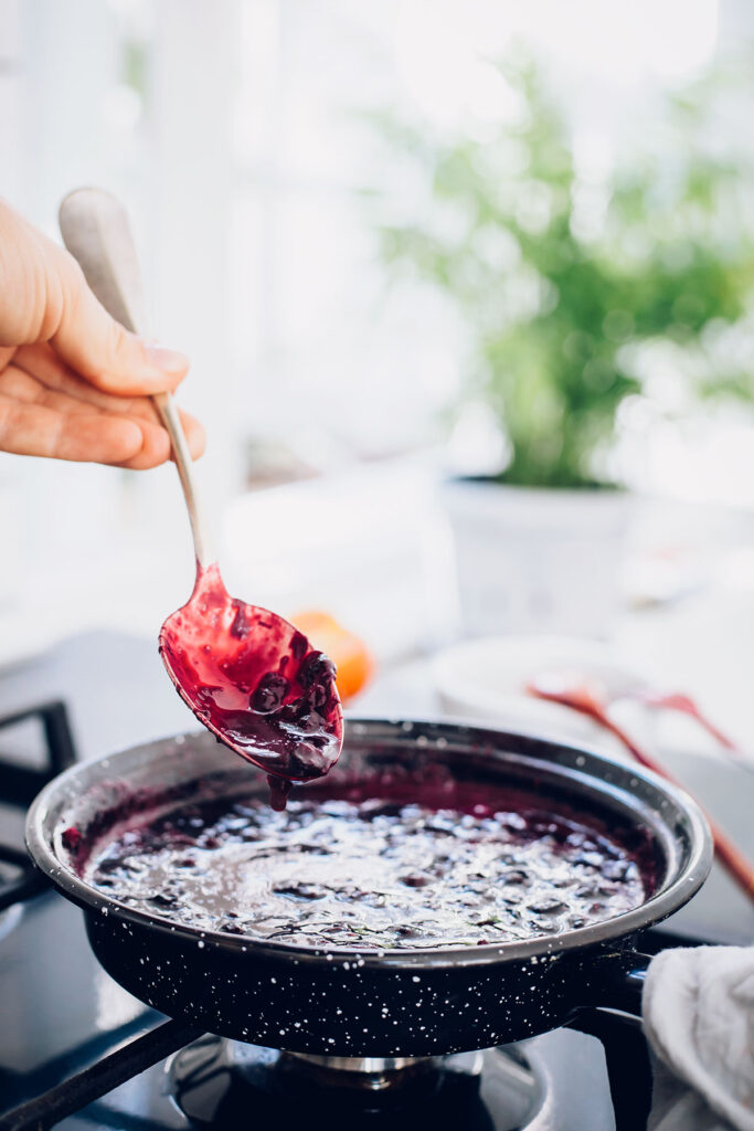 Cooking chia berry jam