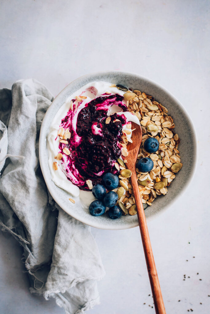 Chia berry jam on yogurt