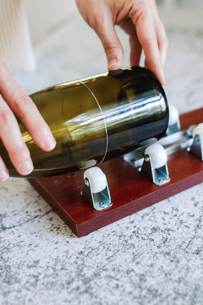 Cutting wine bottles for candles