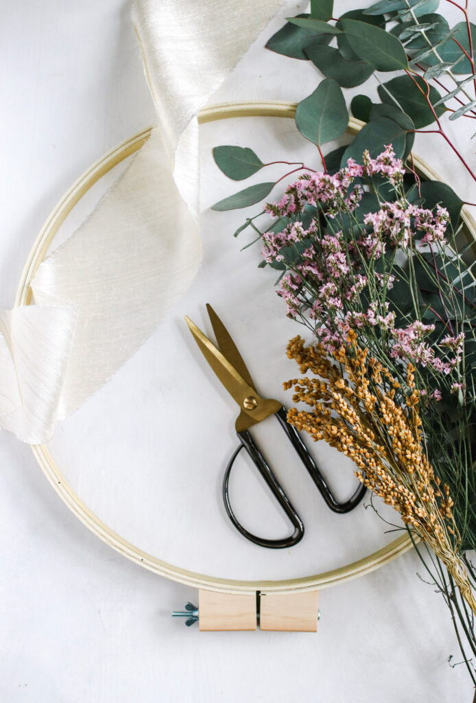 Supplies for eucalyptus wreath