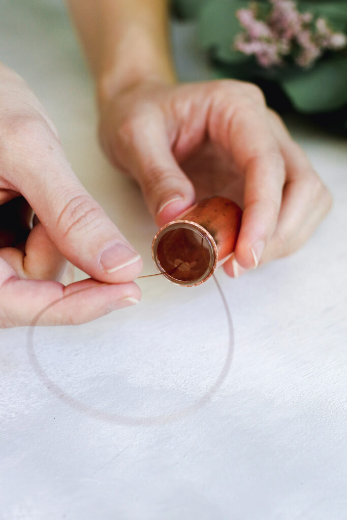 Adding Copper Wire to Hanging vase