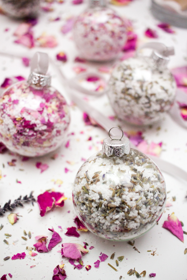 DIY Bath Salt Ornaments With Dried Rose Petals And Lavender from Why Don't You Make Me?