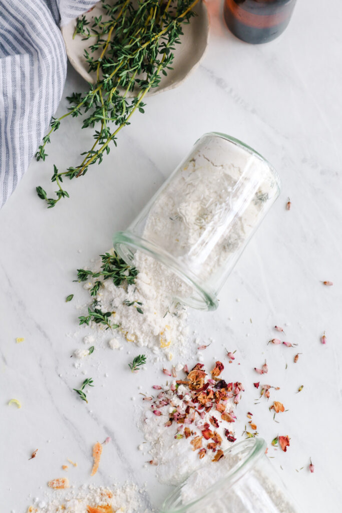 These DIY baking soda scouring powders — made of herbs, spices and flowers mixed with household ingredients — are a staple of green cleaning!