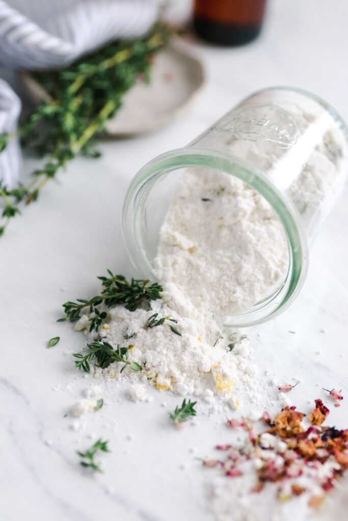 These DIY baking soda scouring powders — made of herbs, spices and flowers mixed with household ingredients — are a staple of green cleaning!