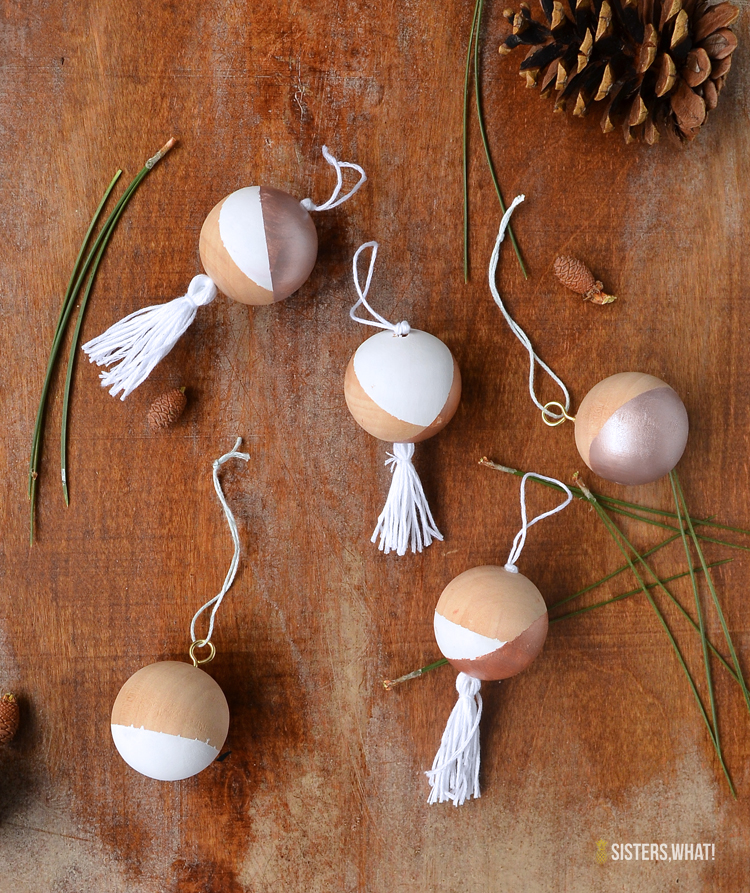 Color Blocked Wood Beads Christmas Ornaments from Sisters, What?