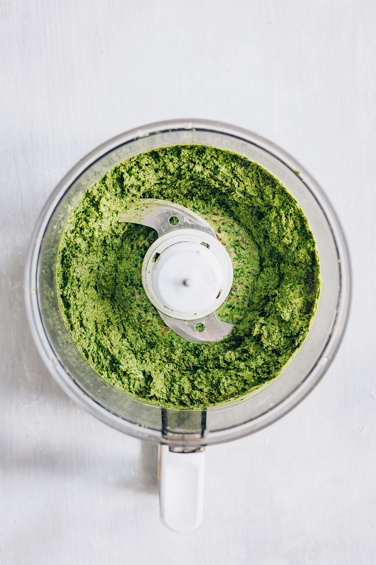 Blending Freezer Pesto Ingredients Together