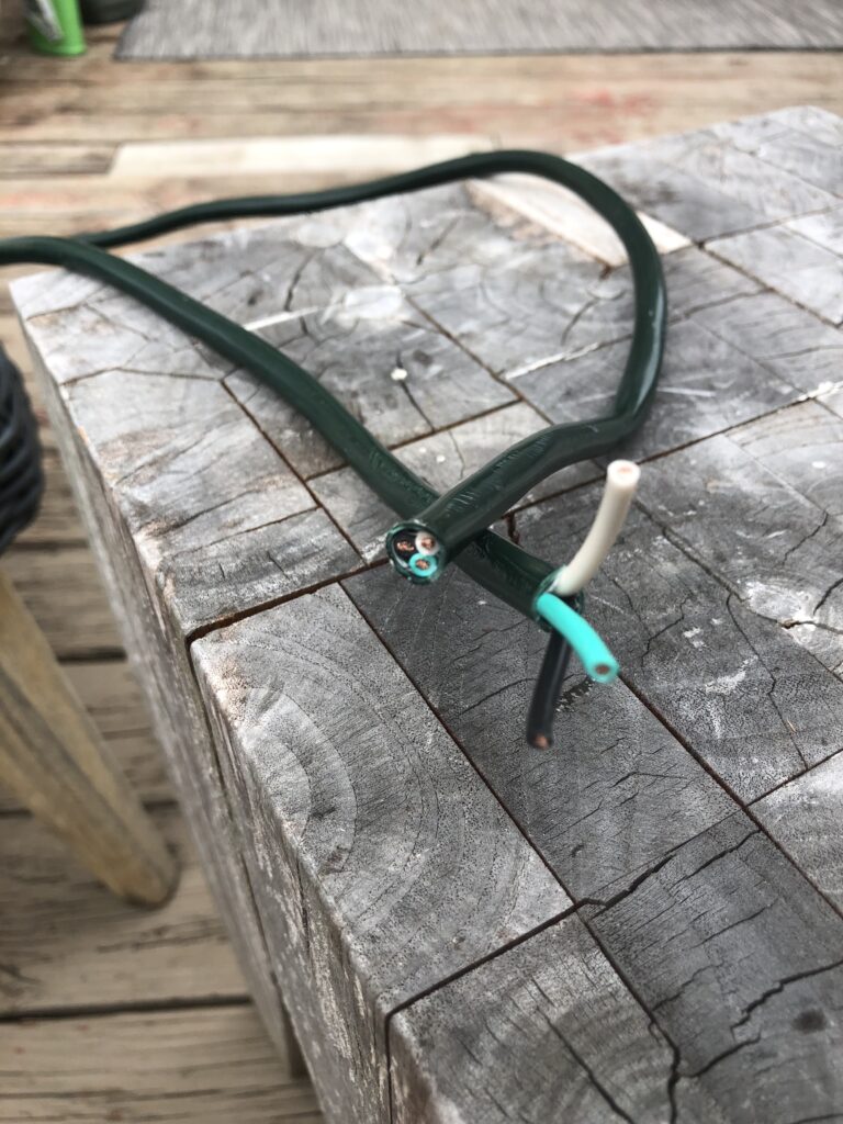 Repairing an extension cord cut in two