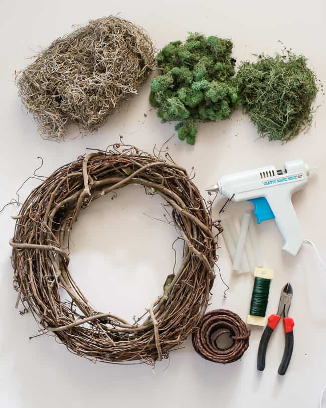 Supplies for making homemade wreath
