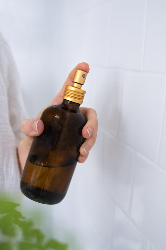 This streak-free shower cleaner spray kills germs and melts soap scum on contact, thanks to hydrogen peroxide, alcohol and essential oils.