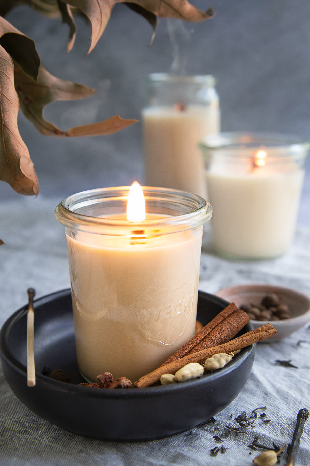 DIY pumpkin chai infused candles