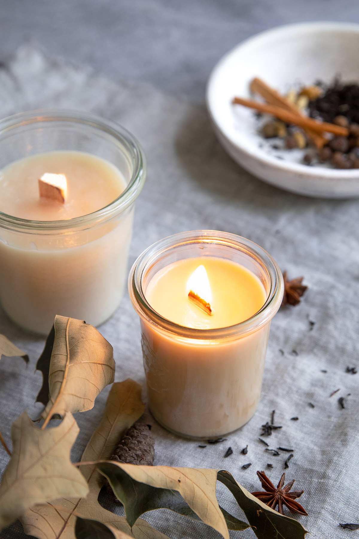 DIY pumpkin chai infused candles