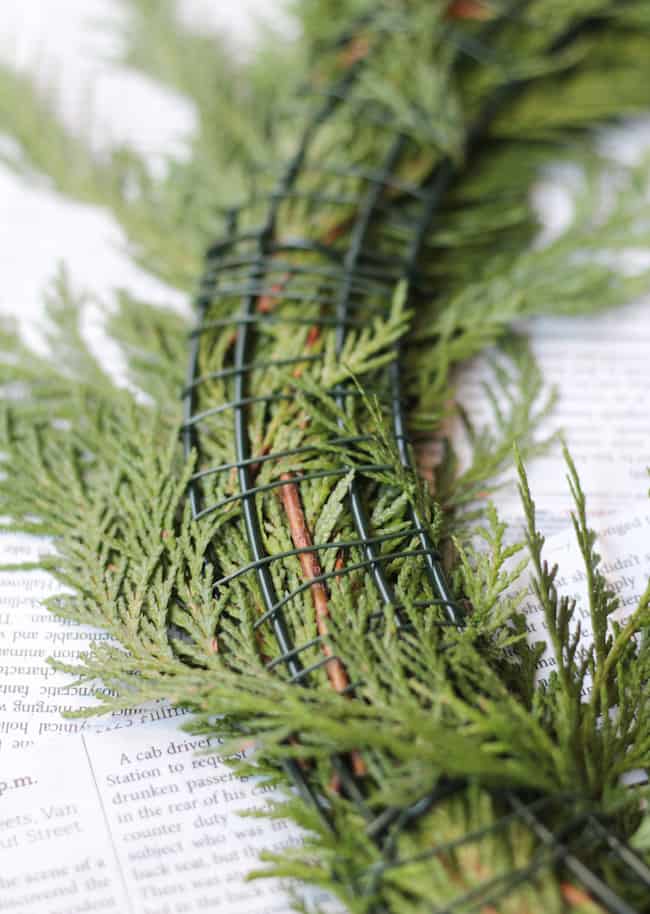 How to attach fresh greenery for a holiday wreath