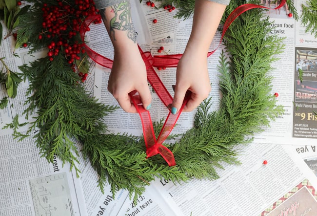 Add bow to simple DIY wreath